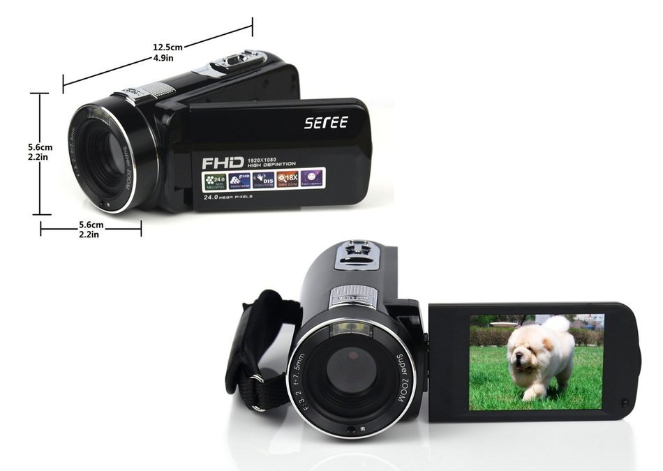 SEREE HDV-M6 Full HD 1080P Beauty Face Max. 24MP DIS Face Detection Elegant Appearance Self Timer Camcorder FHD... N6