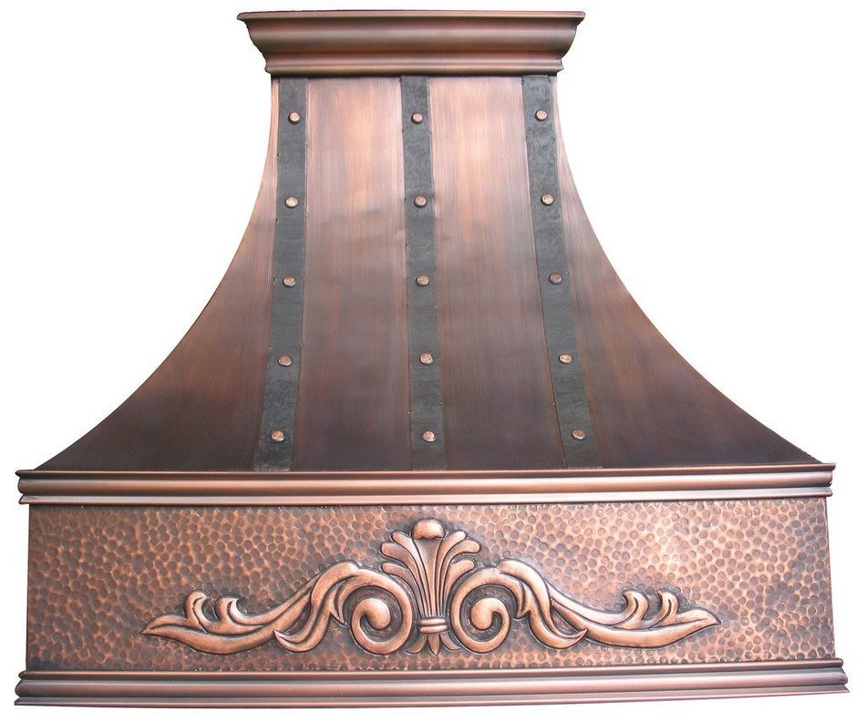 Copper Best H7 361836SD Copper Island Range Hood Handcrafted with Embossed Patterm