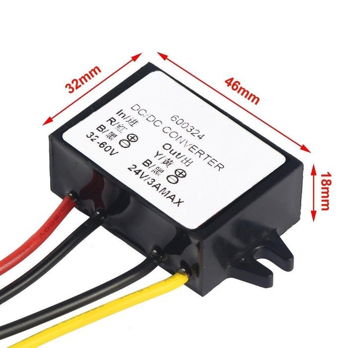 RioRand DC-DC Synchronous Buck Power Converter 32-60V 48V to 24V 3A 72W Step Down Voltage Regulator Waterproof