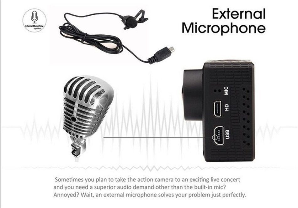 Boblov Microphone Mic+Wrist Wifi Remote Control For Gitup Git2&Git1 Novatek 96660 WiFi 2K Sports Helemet Camera N6