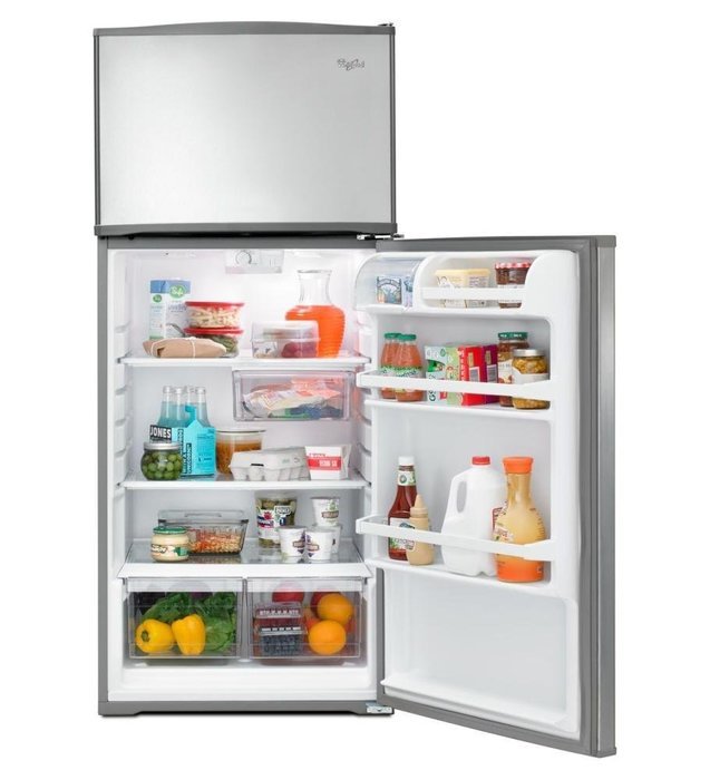 Monochromatic Stainless Steel Whirlpool 28" Wide Top-freezer REF... N5