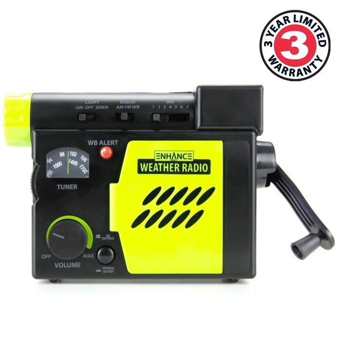 ENHANCE Emergency Radio with Hand Crank , USB Charging , Flashlight and AM/FM/WB Modes - Perfect for Earthquakes... N2