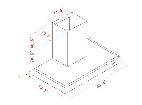 K-star K1003A Wall Mounted Range Hood 36" N2