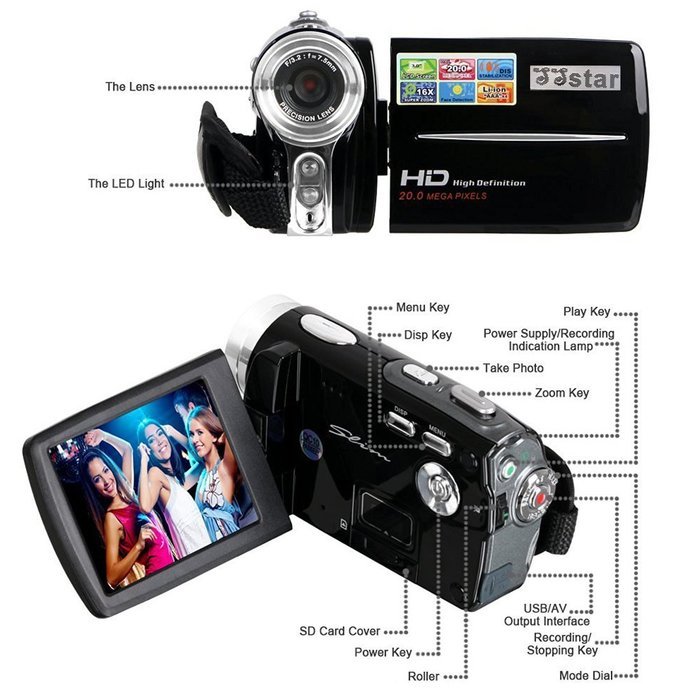 Cmacorders , SSstar Digital Video Camcorder HD Max 20.0 MP 1280720P Camera DV 3.0 Inches TFT LCD Screen 16X Zoom... N12