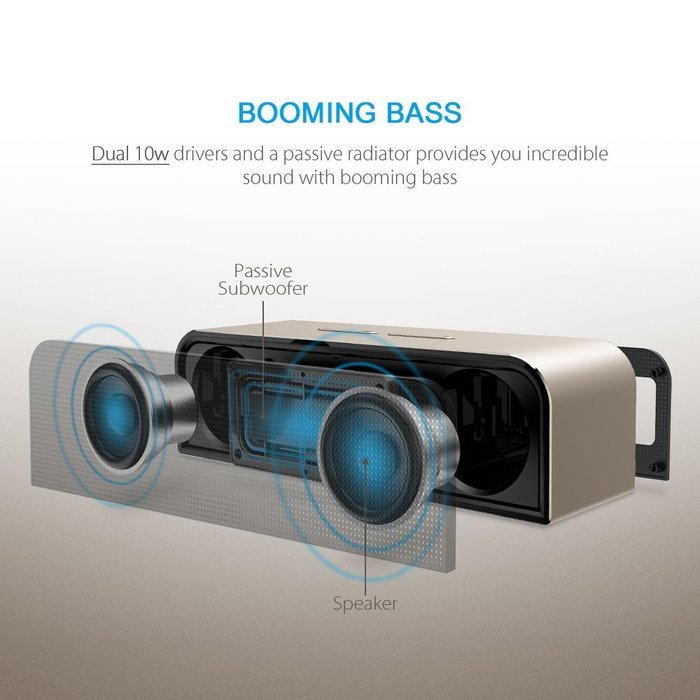 Vtin Royaler Stereo 20W Speaker Dual 10W Drivers, Aluminum Housing, Passive Radiator, Strong Bass for iPhone,... N4