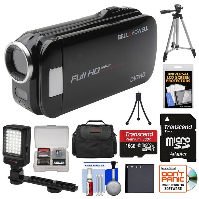 Bell & Howell Slice2 DV7HD 1080p HD Slim Video Camera Camcorder (Black) with 16GB Card + Battery + Case + Tripods...