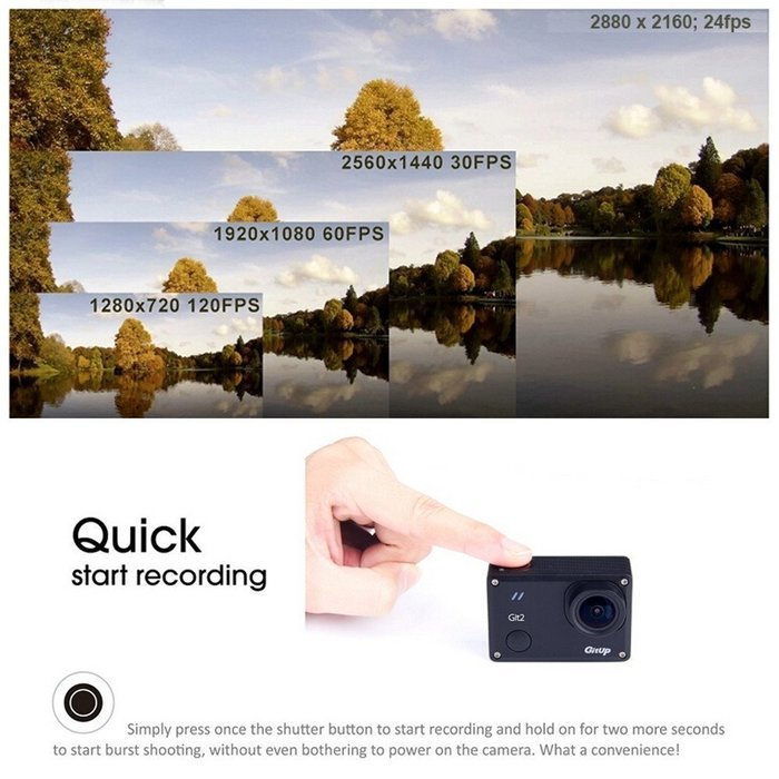 Uphig GitUp GT2 2K 30fps Novatek 96660 1080P WiFi Action Outdoor Sports Helmet Action Camera + Extra 950mAh Rechargable... N6
