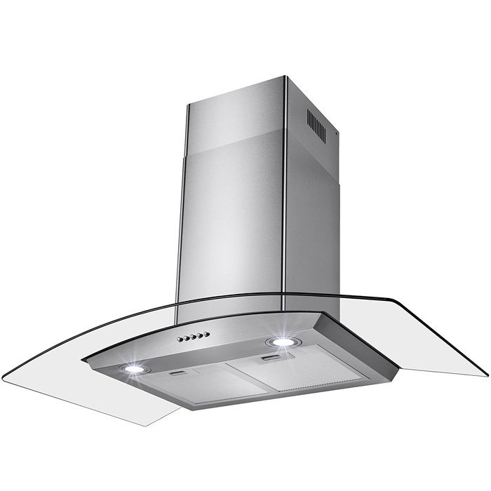Perfetto Kitchen and Bath 36" Convertible Wall Mount Range Hood in Stainless Steel with LEDs, Push Controls &... N2