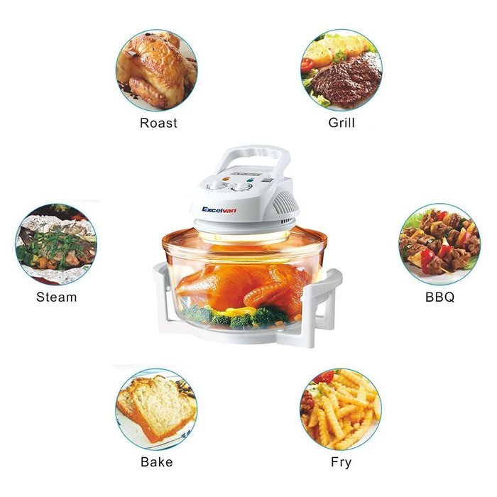 Excelvan 12 Quart 1200W Halogen Rack Tabletop Convection Countertop Cooking Toaster Oven,White N16