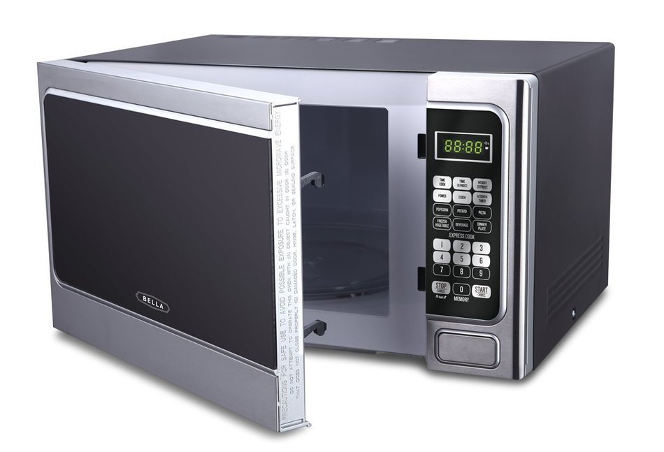 Bella BMO11ABTBKC 1000W Family-Sized Digital Microwave Oven, 1.1 cu. ft., Stainless Steel and Black N5