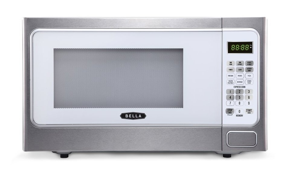 Bella BMO11ABTBKC 1000W Family-Sized Digital Microwave Oven, 1.1 cu. ft., Stainless Steel and Black N6