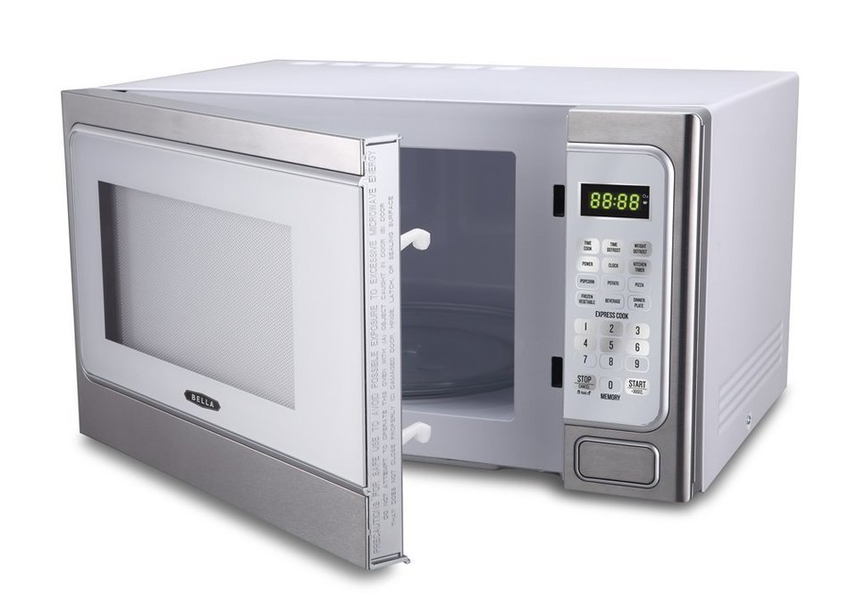 Bella BMO11ABTBKC 1000W Family-Sized Digital Microwave Oven, 1.1 cu. ft., Stainless Steel and Black N7