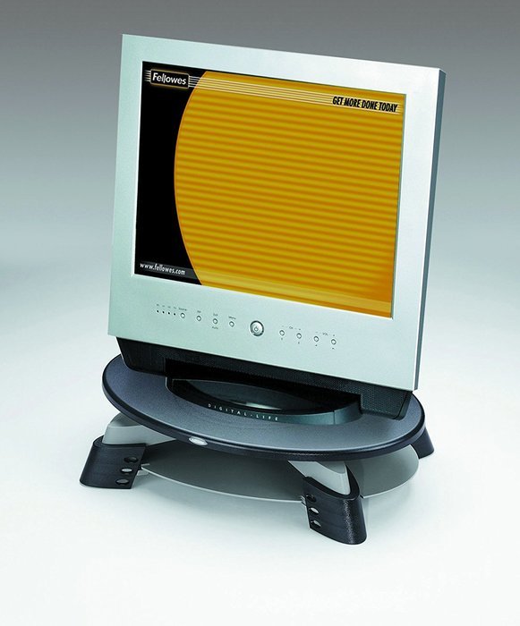 Fellowes(R) LCD Monitor Riser, Translucent Graphite Top With Platinum Base N3