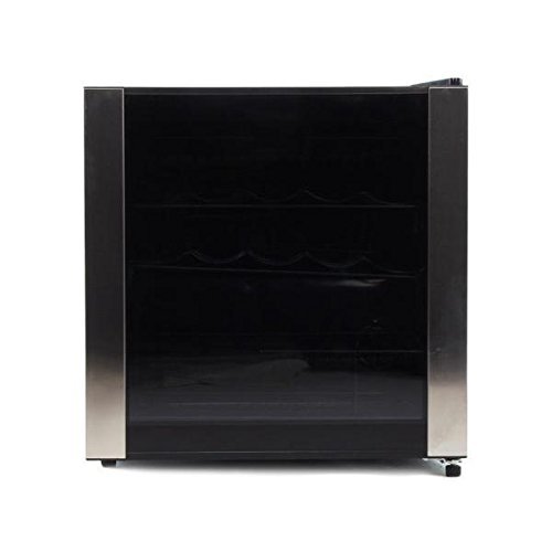 EQUATOR WR 64-16 1.7cu.ft / 16 Bottles Wine Cooler in Black with Stainless Steel Frame and Glass Door, Black cabinet... N3