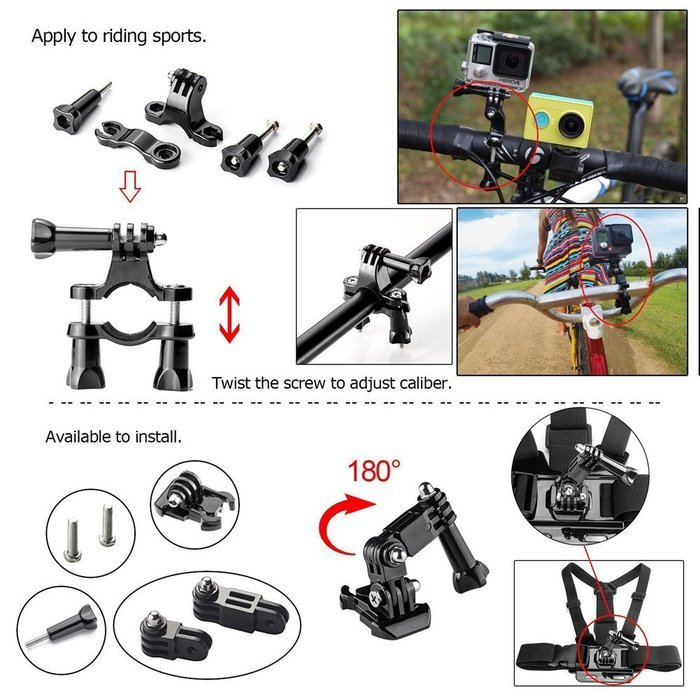 YFY 46-In-1 Basic Outdoor Sports Accessories Kit for GoPro Hero Cameras N2