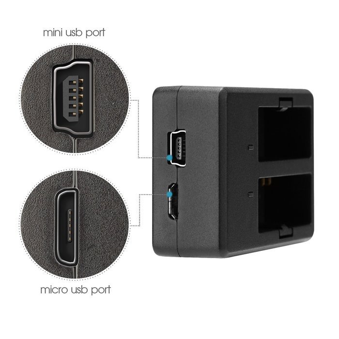SJCAM Camera Battery Charger Dual-slot with Micro USB Cable for SJ4000 SJ5000 SJ5000+ SJ5000X SJ6000 SJ7000 M10... N5