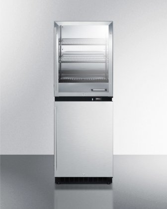 Summit RFBW64 24" 4 cu. ft. Upper Warming Cabinet and 4.6 cu. ft. Lower All-Refrigerator with Digital Thermostat...