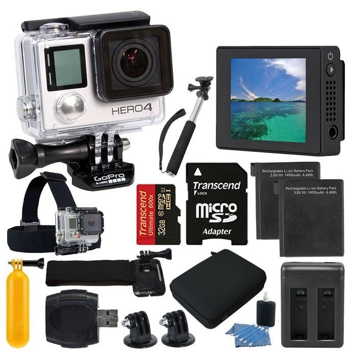 GoPro HERO4 Black + LCD Touch BacPac + Transcend 32GB microSDHC with Adapter+ Medium Hard Case + Head & Wrist... N6