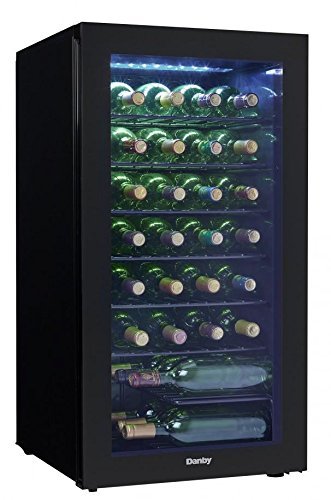 DWC032A2BDB Freestanding Wine Cooler with 36 Bottle Capacity, Adjustable Wine Racks, Single Zone, LED Light
