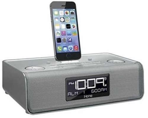 iHome IDL95S Dual Charge Alarm Clock Radio - Silver (Certified Refurbished)