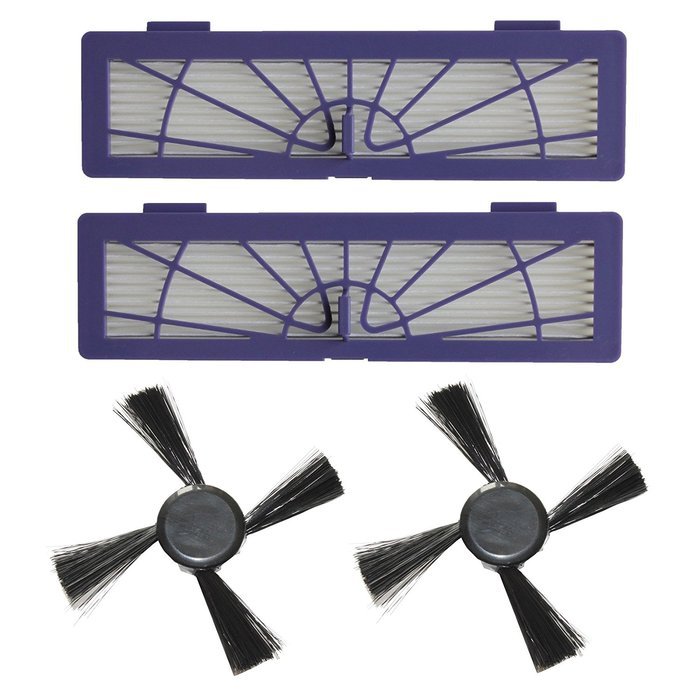 SHP-ZONE 2 Side Brushes & 2 High-Performance Filters replacement for Neato BotVac Series 945-0123