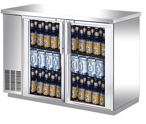 UBB-24-48GS 48" Narrow Glass Door Stainless Steel Back Bar Cooler with LED Lighting