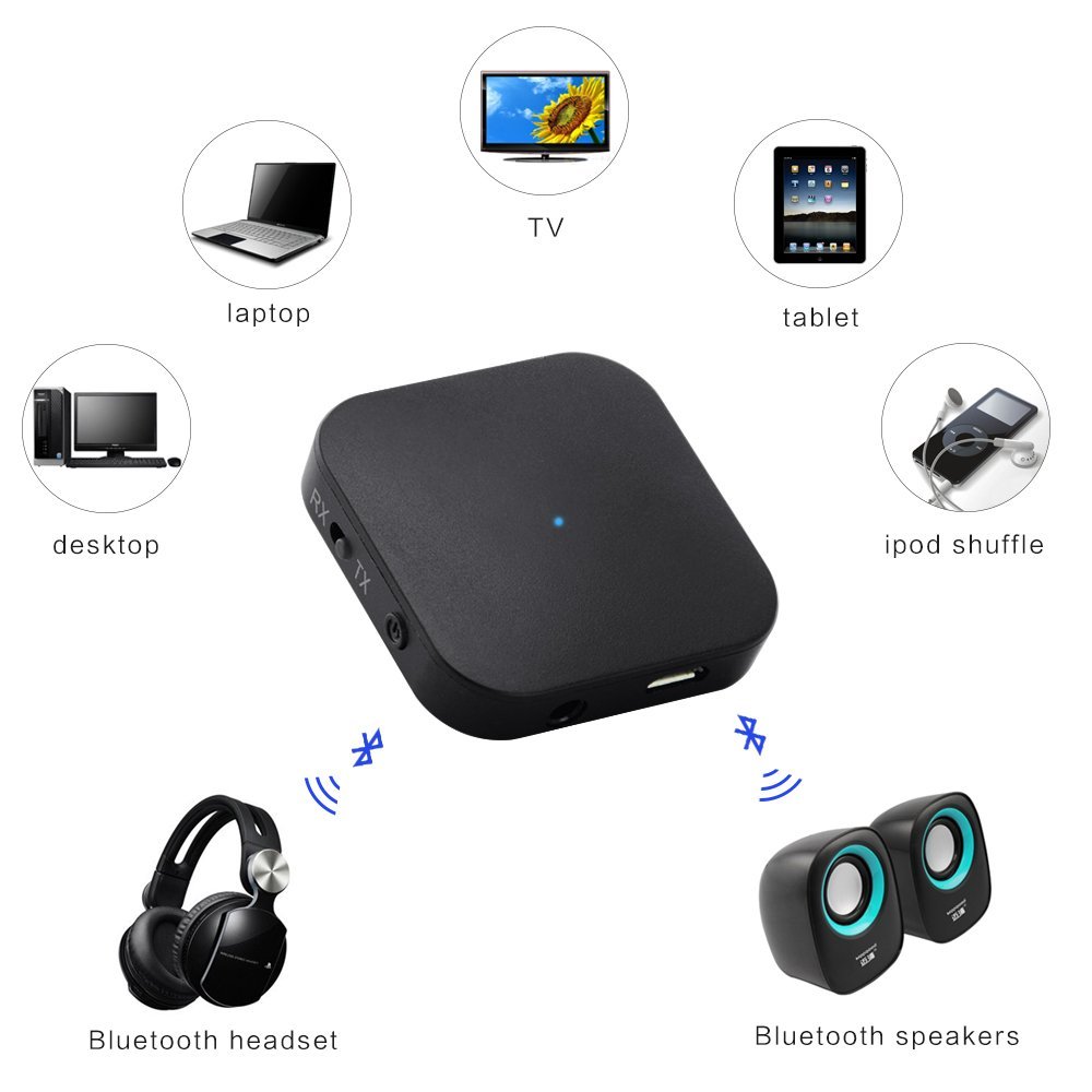 Jhua 2 in 1 Bluetooth Stereo Receiver and Transmitter Wireless Audio ...