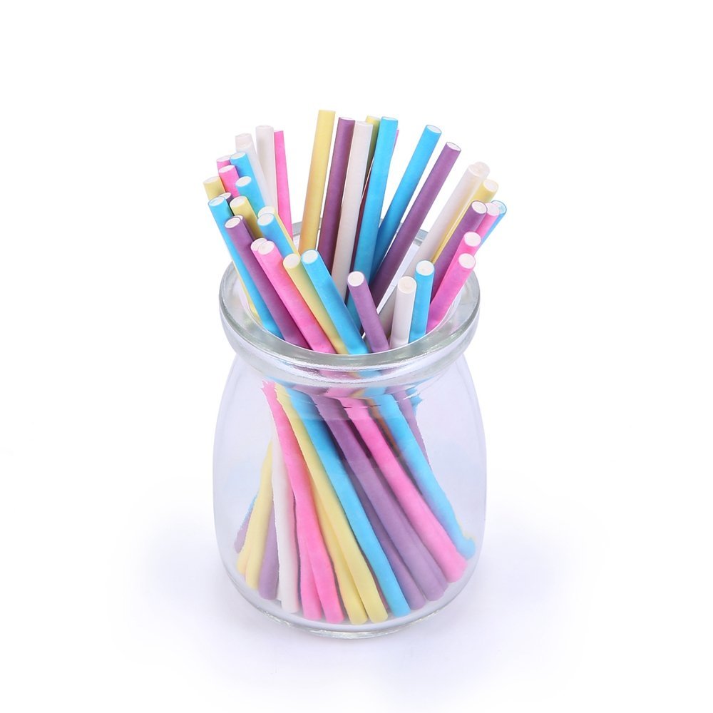 Colored Lollipop Sticks 4 inch Paper 100 count (Blue, White, Purple ...