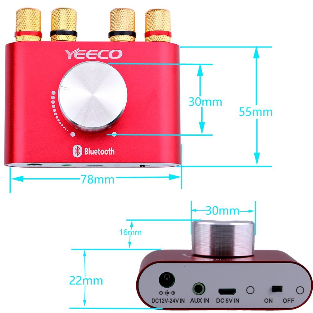 Yeeco Hifi Mini Bluetooth Amplifier W W Dc V Wireless Bluetooth Stereo Dual Channel