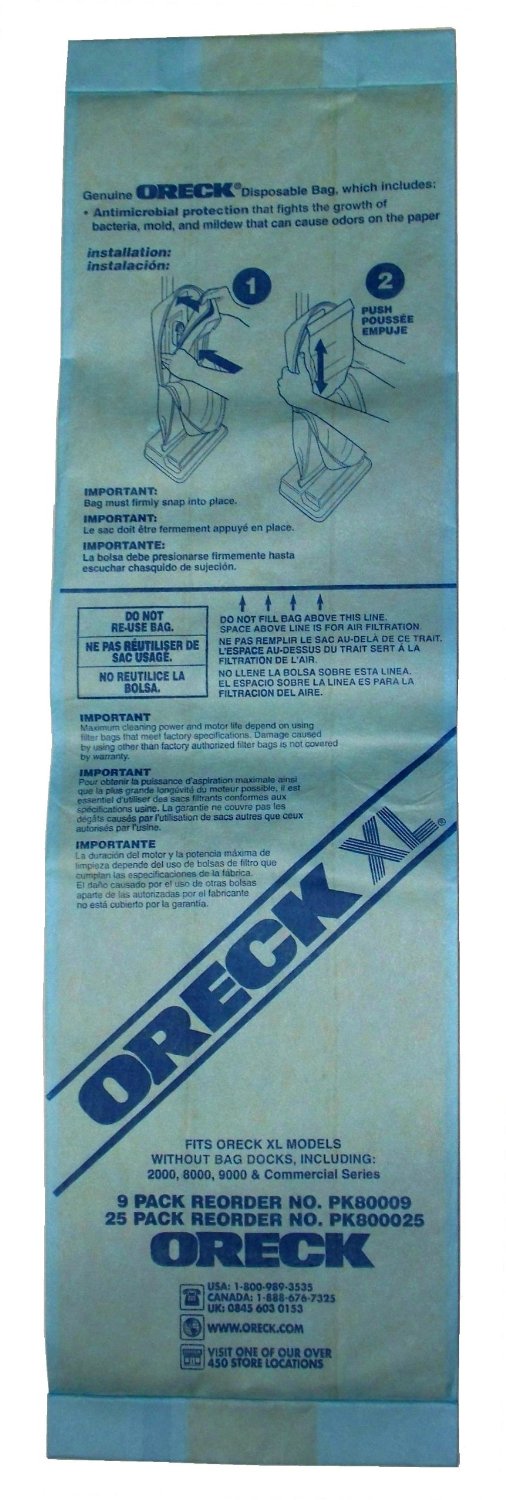 Oreck Commercial PK800025 Upright Vacuum Disposable Bag, For Upright ...