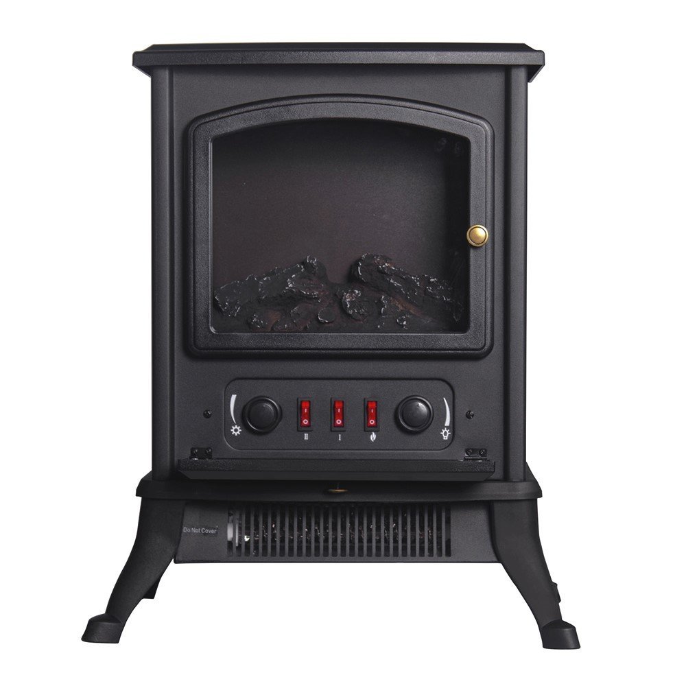 New Black 1000W Free Standing Vintage Electric Fireplace Firebox Stove ...