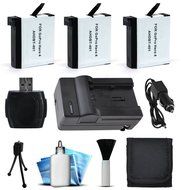 GoPro HERO4 Hero 4 Black Silver Power Pack Accessory Bundle includes (3) AHDBT-401 Batteries + MicroSD Reader...