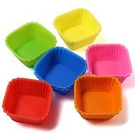 12pcs Silicone Square Cake Muffin Chocolate Baking Cup Mold N3
