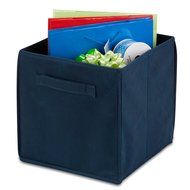 Honey-Can-Do SFT-01218 Soft and Foldable Storage Bin Organizers, 10.6 by 10.6-Inch, Navy Blue