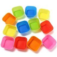 12pcs Silicone Square Cake Muffin Chocolate Baking Cup Mold N4