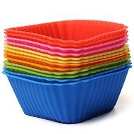12pcs Silicone Square Cake Muffin Chocolate Baking Cup Mold N5