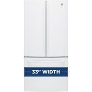 GE GNE25JGKWW 33" Energy Star Freestanding French Door Refrigerator with 24.8 cu. ft. Capacity, (White)