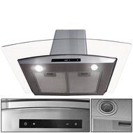 toyofmine 30" Kitchen Wall Mount Stainless Steel Glass Range Hood Stove Vents Touch Panel + 1x Filter N4