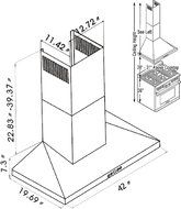 CAVALIERE 42" Wall Mounted Stainless Steel Kitchen Range Hood 860 CFM AP238-PSL-42