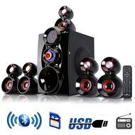 beFree Sound 5.1 Channel Bluetooth Surround Sound Speaker System- Red