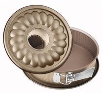 Zenker 7352 Springform "Mojave Gold" With Flat and Tubular Base, Gold/Mahagony, 10.24" N3