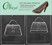 Cybrtrayd D111AB 3D Purse Chocolate Candy Mold Bundle with 2 Molds and Exclusive Cybrtrayd Copyrighted 3D Chocolate...