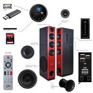 VM Audio EXAT32 Cherry/Black Floorstanding Powered Bluetooth Tower Speakers Pair N4