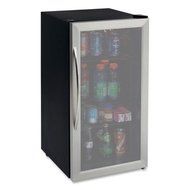 Avanti 3.1 Cubic Foot Beverage Cooler / Sylish Black Cabinet With Stainess Steel Framed Double-Pane Tempered Glass...