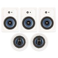 Blue Octave RH-635 In Wall and In Ceiling 6.5" Speakers Home Theater Surround Sound 5 Speaker Set N2
