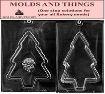 Large Christmas Tree Pour Box Chocolate candy mold with &copy; Molding Instruction - Set of 2