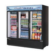 Turbo Air TGM72RSB 72 cu. ft. Glass Door Merchandiser Refrigerator with Energy Conserving Fan Control Double Pane...
