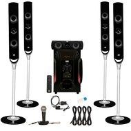 Acoustic Audio AAT1000 Tower 5.1 Speakers with USB Bluetooth Optical Input Mic and 4 Extension Cables