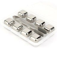 Stainless Steel Whiskey Stones Set of 8 with Plastic Storage Box Reusable Ice Cubes N2