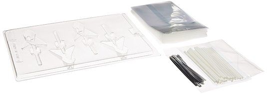 Cybrtrayd 45StK25S-M134 Awareness Ribbon Lolly Chocolate Candy Mold with Lollipop Supply Kit, 25 Lollipop Sticks...